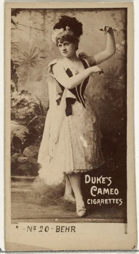 Card Number 20, Behr, from the Actors and Actresses series (N145-4) issued by Duke Sons & Co. to promote Cameo Cigarettes by W. Duke, Sons & Co., photograph, 1880-1889