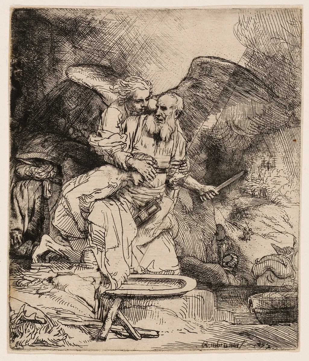 Abraham's Sacrifice by Rembrandt van Rijn, print, 1655