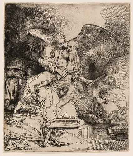 Abraham's Sacrifice by Rembrandt van Rijn, print, 1655