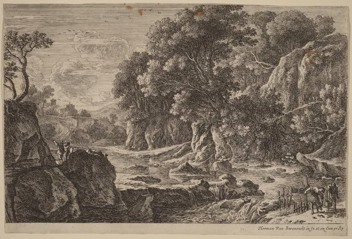 The Fishermen by Herman van Swanevelt, print, 1600-1655