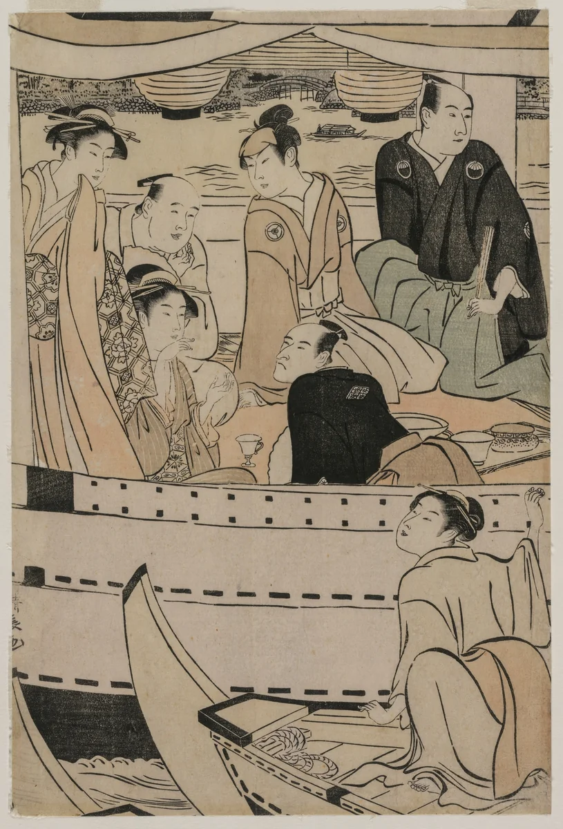 Boating Party on the Sumida River by Torii Kiyonaga (鳥居清長), print, 1789