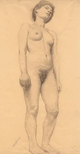 Standing Female Nude by Otto H. Bacher, drawing, 1878-1879