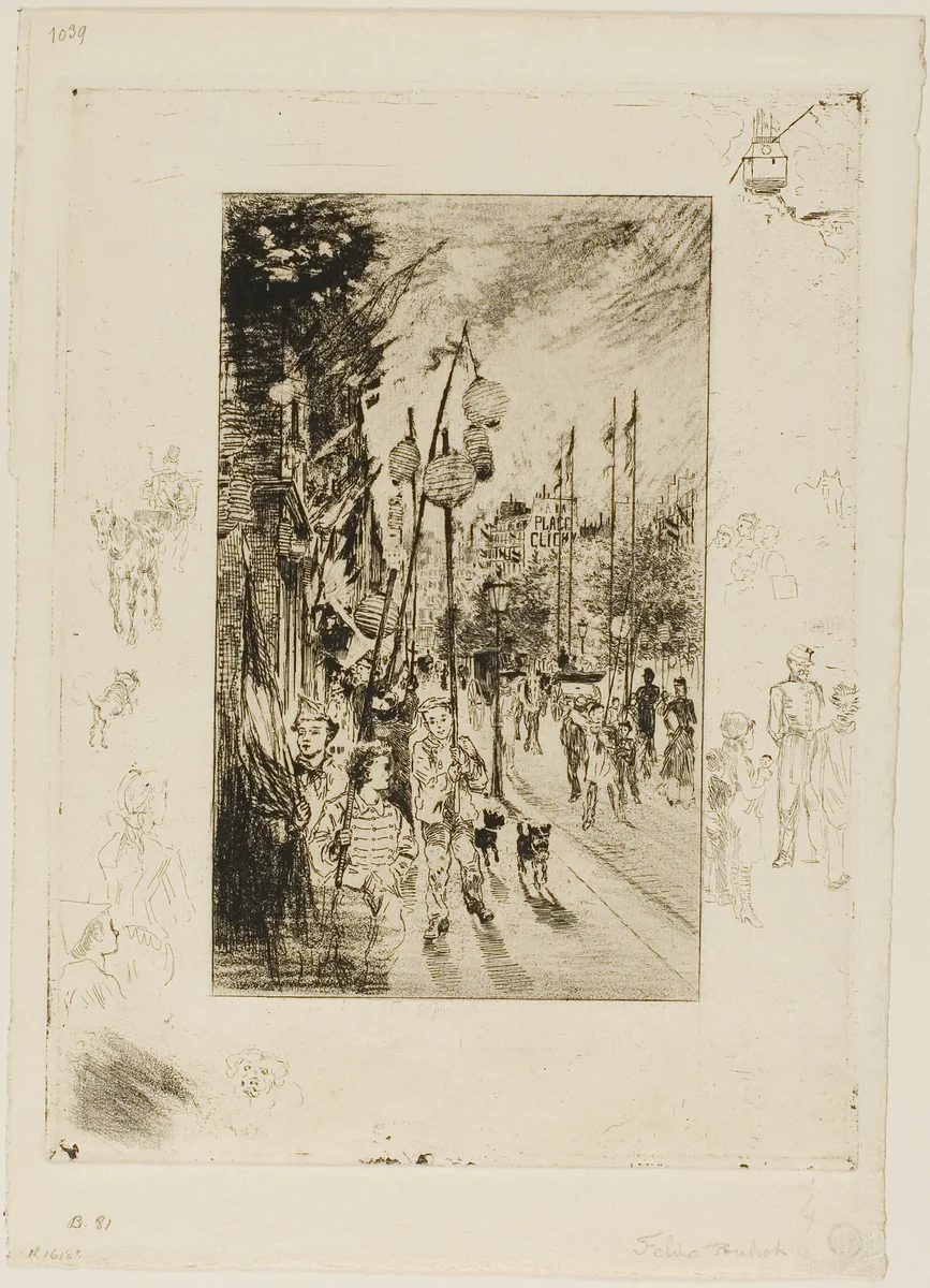 National Holiday by Félix Hilaire Buhot, print, 1873-1883