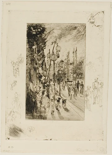 National Holiday by Félix Hilaire Buhot, print, 1873-1883