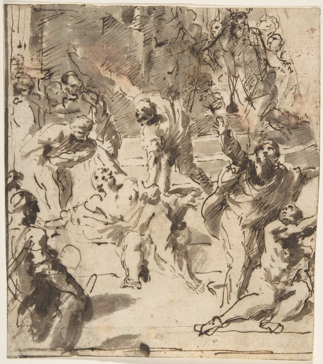 The Martyrdom of the Apostle Thomas by Giovanni Lanfranco, drawing, 1638-1646