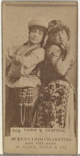 Card Number 209, Vero and Clifton, from the Actors and Actresses series (N145-5) issued by Duke Sons & Co. to promote Cameo Cigarettes by W. Duke, Sons & Co., photograph, 1880-1889