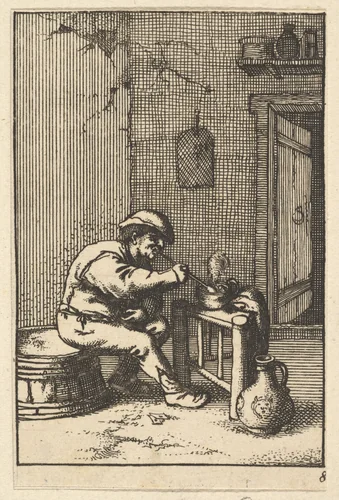 Smoker (copy) by Adriaen van Ostade, print, 1610-1685