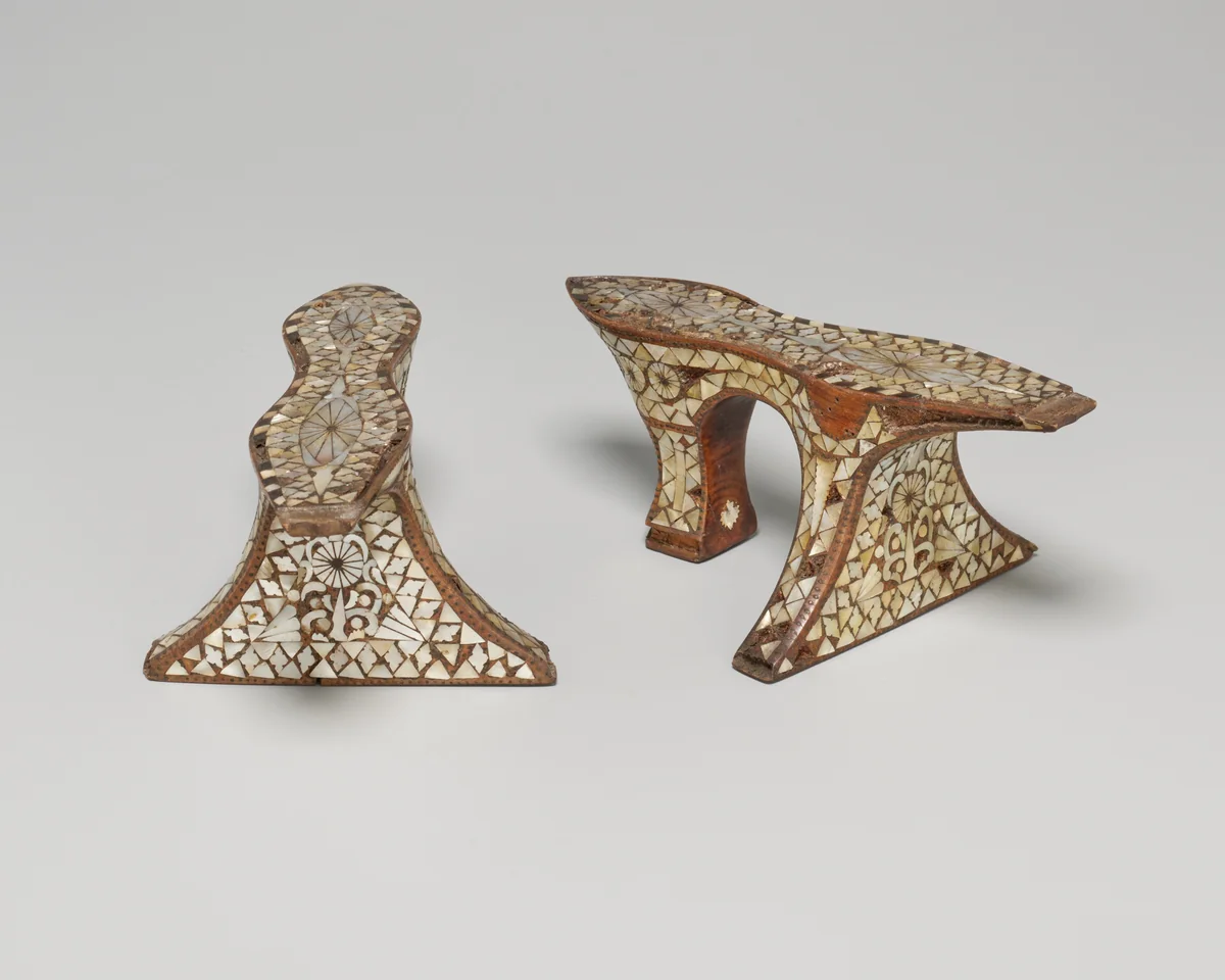 Pair of Clogs (Qabqab) by Algeria, textile, 1825-1875