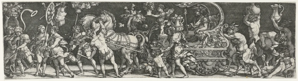 Triomf van Bacchus by Unknown, print, 1528