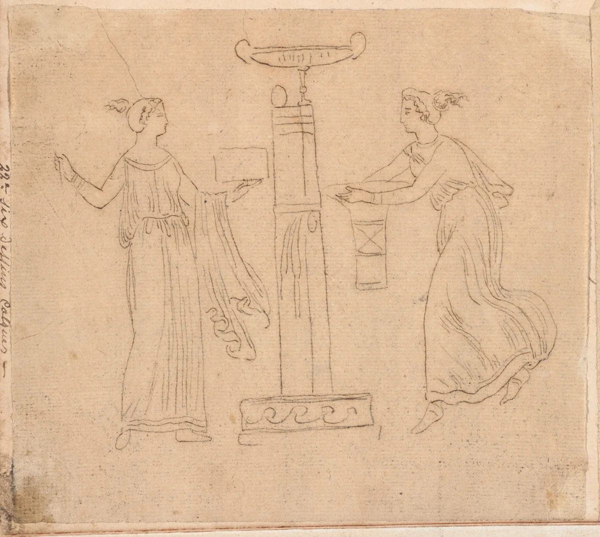 Women at an Altar by Jacques-Louis David, drawing, 1775-1780