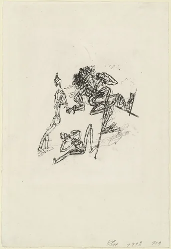 Tragedy on Stilts (Tragödie auf Stelzen) by Paul Klee, print, 1912
