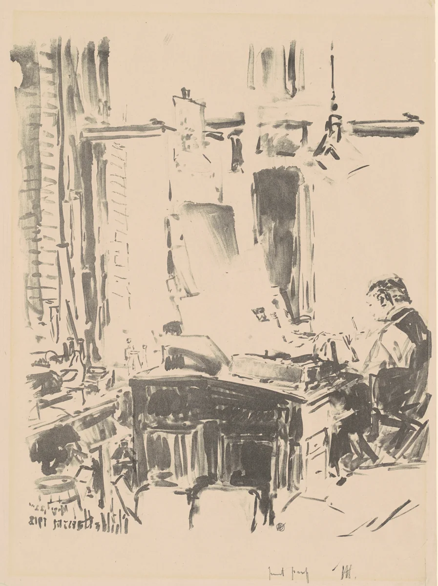The Lithographer by Childe Hassam, print, 1918