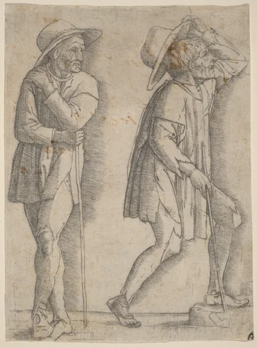 Two Peasants by Andrea Mantegna, print, 1490-1499