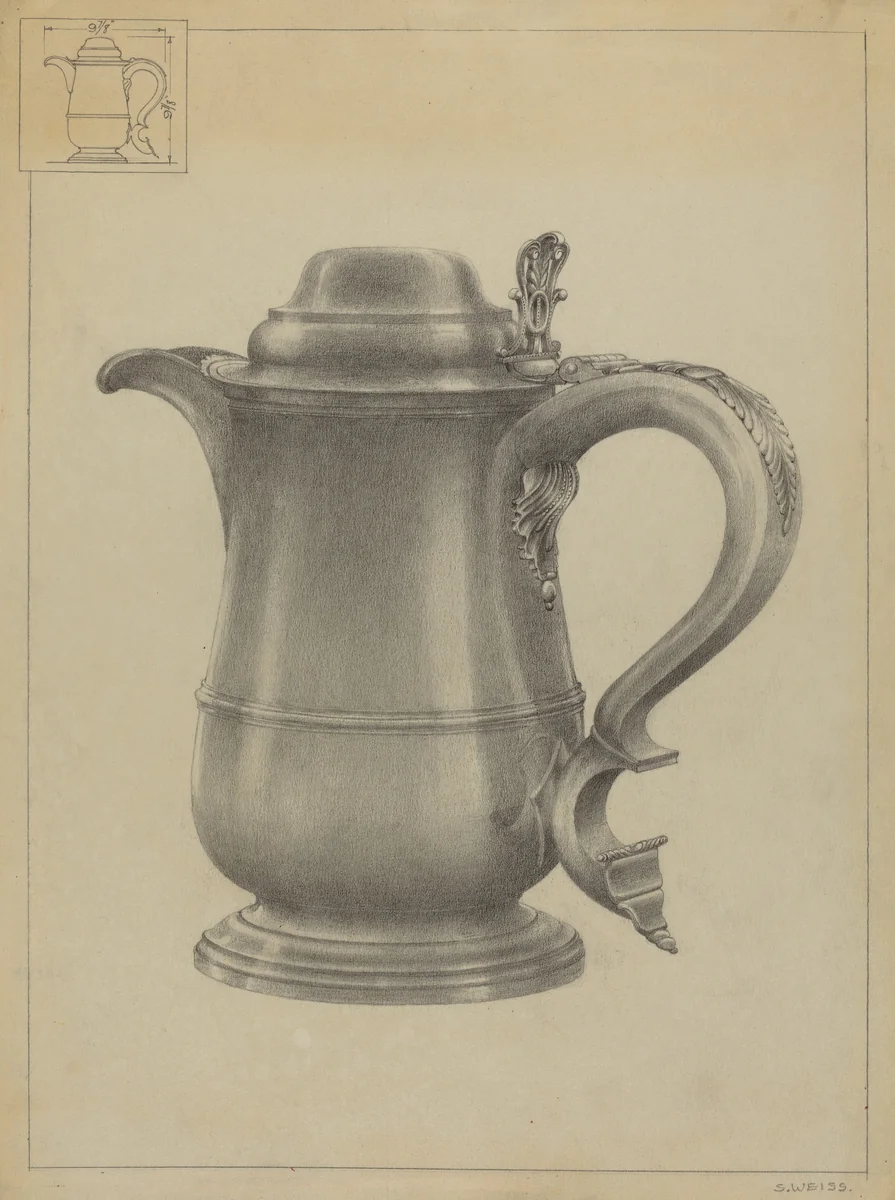Silver Tankard by Simon Weiss, index of american design, 1936