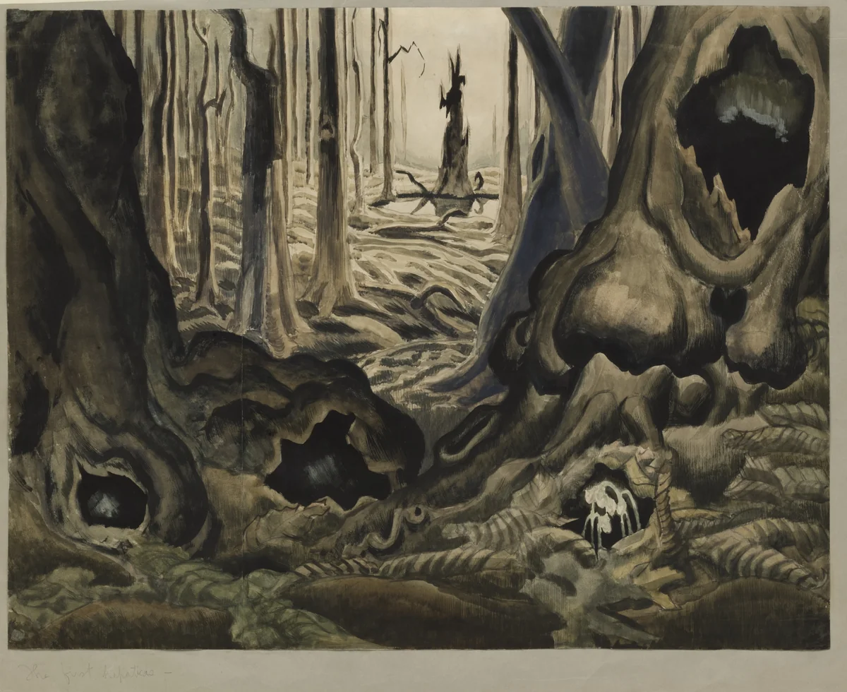 The First Hepaticas by Charles Burchfield, drawing, 1917