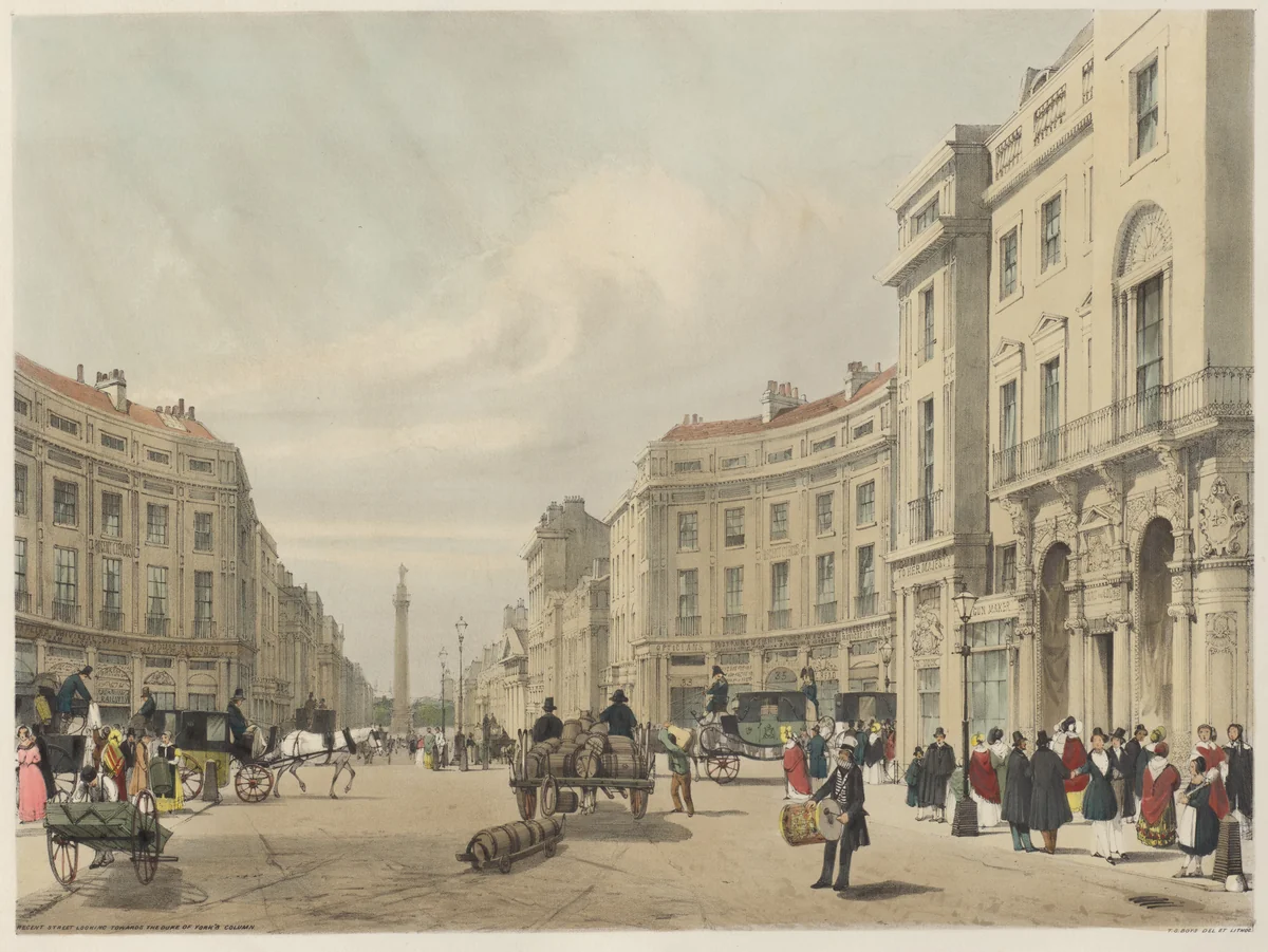 London As It Is: Regent Street, looking towards the Duke of York's Column by Thomas Shotter Boys, book, 1842