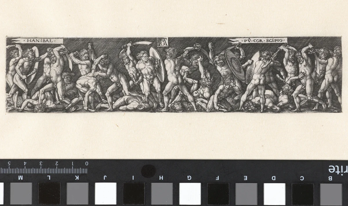Hannibal vechtend tegen Scipio by Unknown, print, 1538
