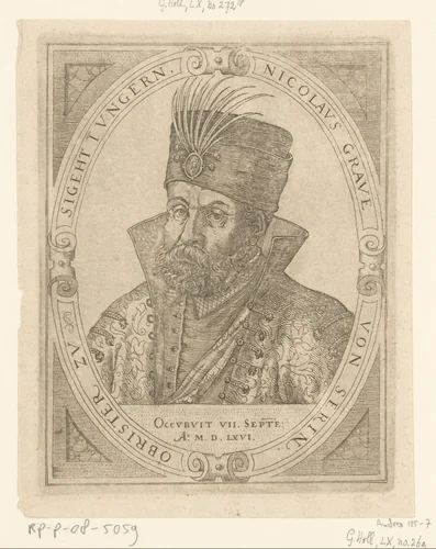 Portret van Nikola Zrinski by Hans Sibmacher, print, 1590-1611