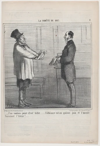 J'en voilons point d'vot' billet, from "La Comète de 1857" by Honoré Daumier, print, 1857