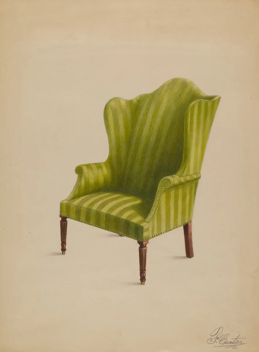 Wing Chair by Ferdinand Cartier, index of american design, 1936