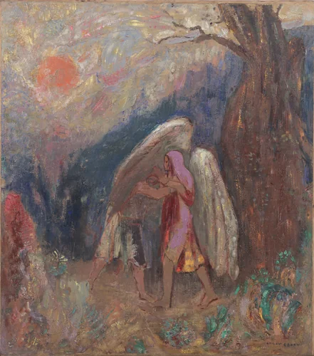 Jacob and the Angel by Odilon Redon, painting, 1907