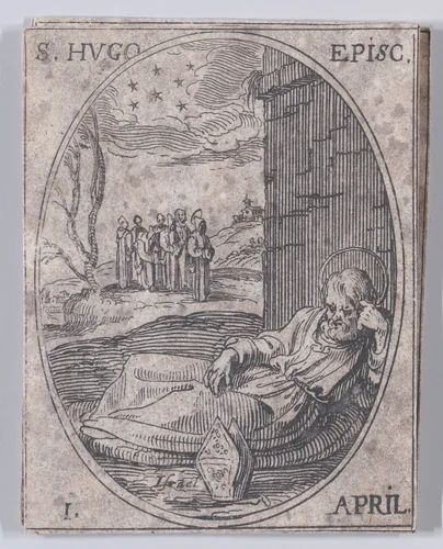 S. Hugues, évêque (St. Hugh of Grenoble, Bishop), April 1st, from "Les Images De Tous Les Saincts et Saintes de L'Année" (Images of All of the Saints and Religious Events of the Year) by Jacques Callot, print, 1636