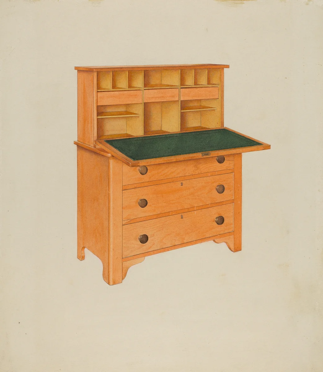 Shaker Desk by John W. Kelleher, index of american design, 1937