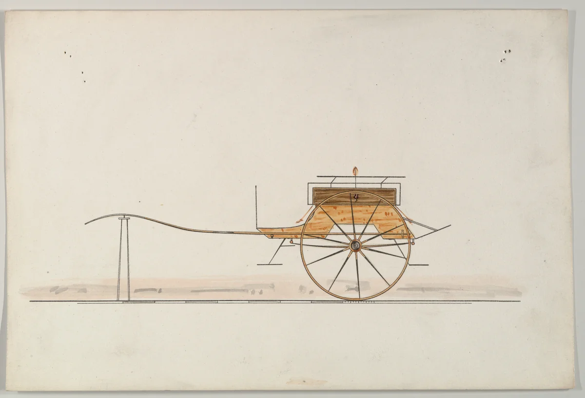 Dos-a-Dos Cart (unnumbered) by Brewster & Co., drawing, 1850-1874