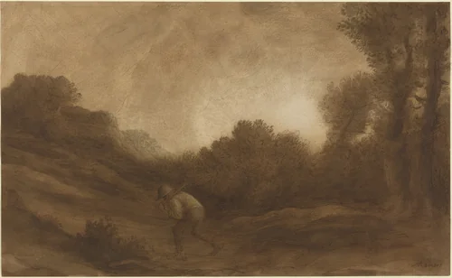 Landscape, Evening by Alphonse Legros, drawing, 1837-1911