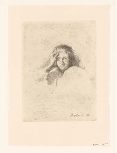 Three heads of women, one lightly etched by anonymous, print, 1637