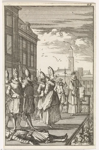 Heksenproces in Atrecht, 1459 by Caspar Luyken, print, 1700