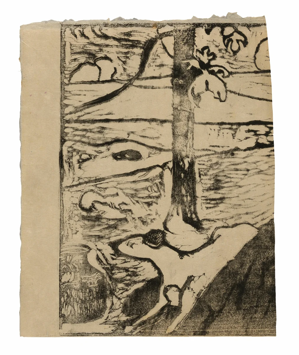 Manao tupapau (She Thinks of the Ghost or The Ghost Thinks of Her) by Paul Gauguin, print, 1894-1895