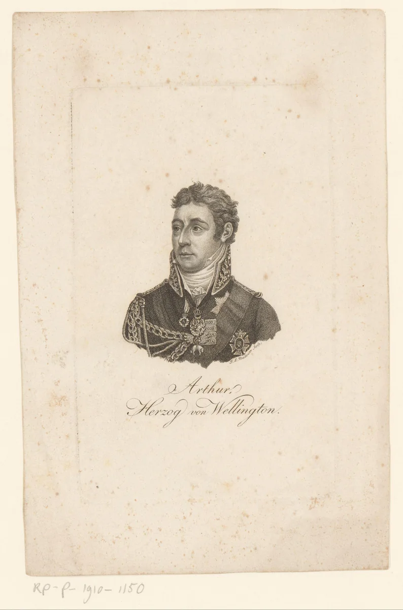 Portret van Arthur Wellesley of Wellington by Friedrich Ludwig Neubauer, print, 1777-1828