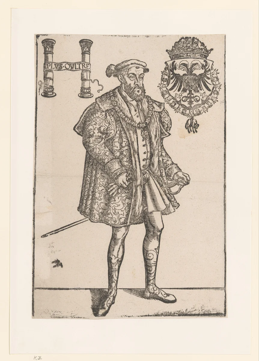 Portret van keizer Karel V van Habsburg, Duits keizer en koning van Spanje by anonymous, print, 1525-1586