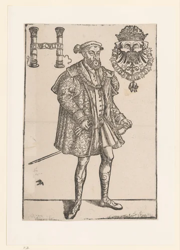 Portret van keizer Karel V van Habsburg, Duits keizer en koning van Spanje by anonymous, print, 1525-1586