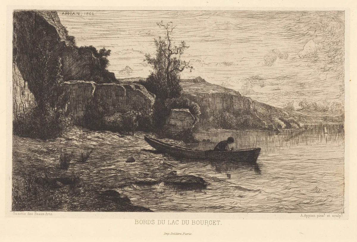 Bords du lac du Bourget by Adolphe Appian, print, 1866