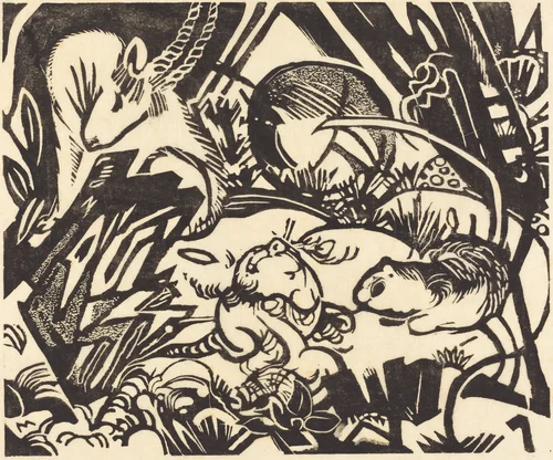 Animal Legend (Tierlegende) by Franz Marc, print, 1912