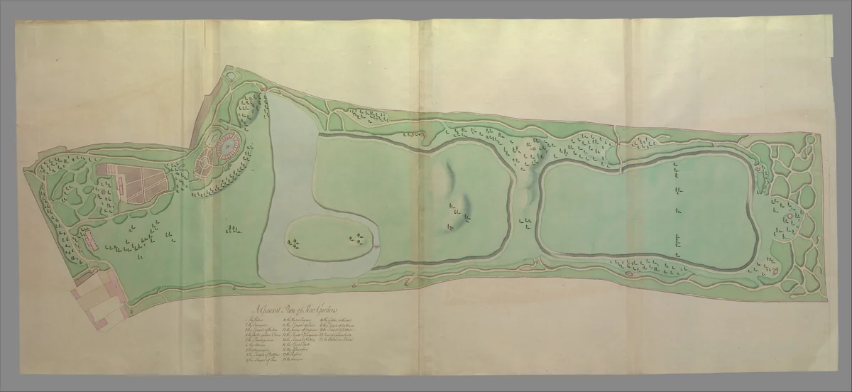 General Plan of the Gardens at Kew by Sir William Chambers, drawing, 1763