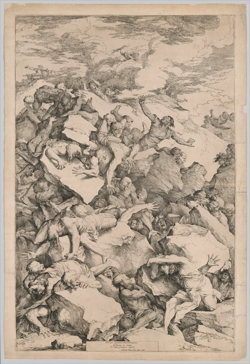 The Fall of the Giants by Salvator Rosa, print, 1663