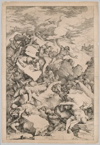 The Fall of the Giants by Salvator Rosa, print, 1663