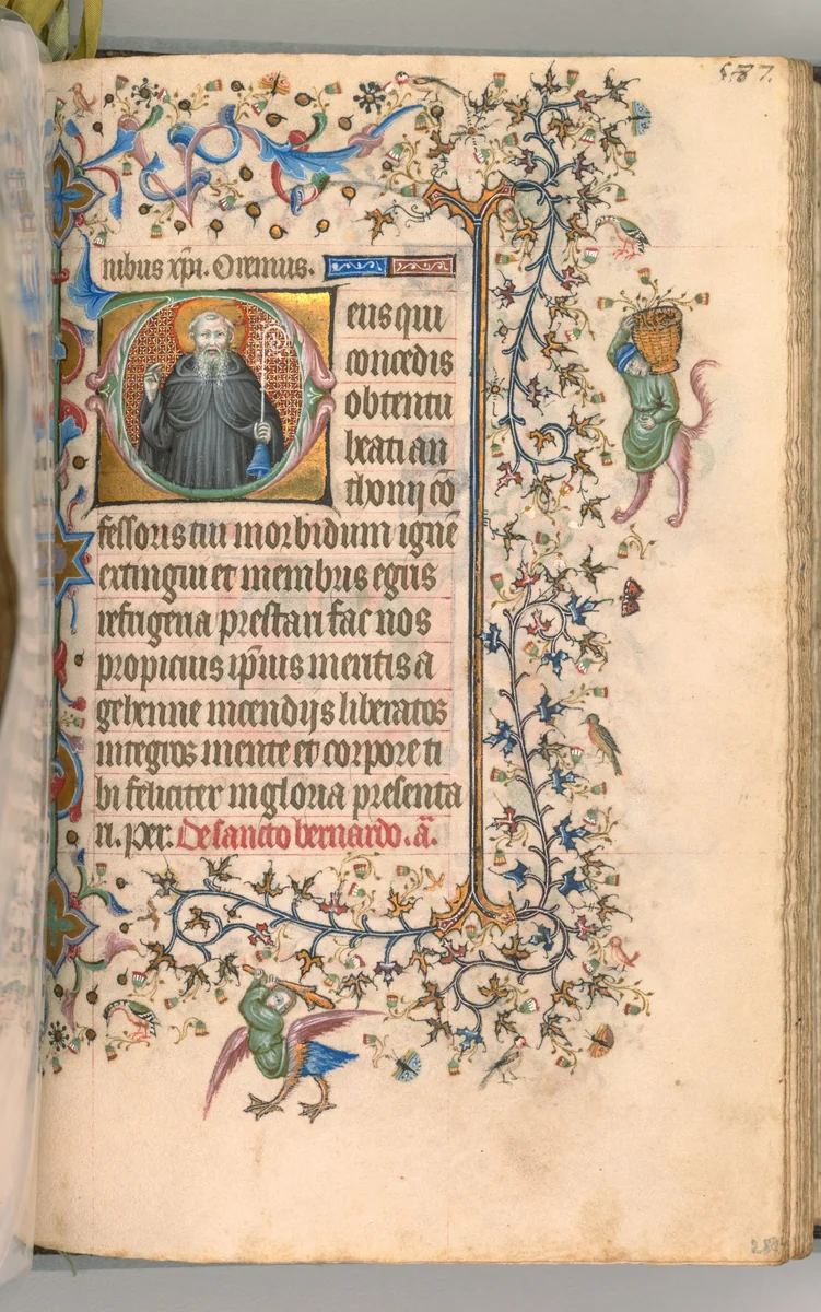 Hours of Charles the Noble, King of Navarre (1361-1425): fol. 288r, St. Anthony by Master of the Brussels Initials and Associates, book, 1400-1410