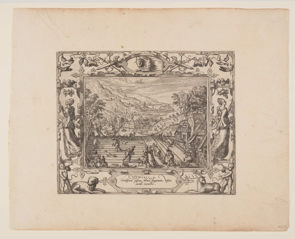 April, from The Twelve Months by Pieter van der Borcht, print, 1574