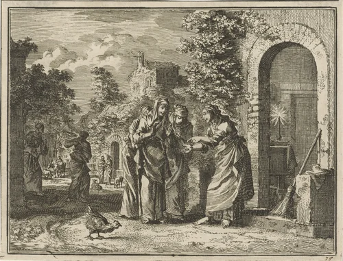 Gelijkenis van de teruggevonden penning by Jan Luyken, print, 1712