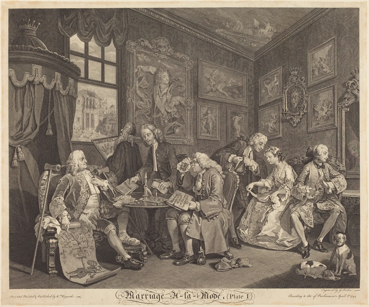 Marriage a la Mode: pl.1 by Louis Gerard Scotin; William Hogarth, print, 1745