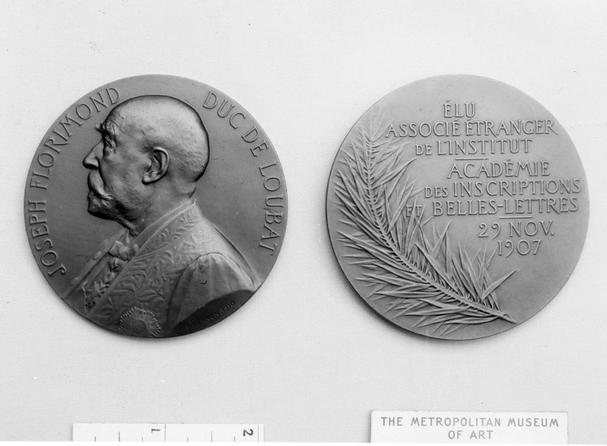 The Election of the Duke de Loubat, Member of the Institut de France by Frédéric de Vernon, metalwork, 1900-1999