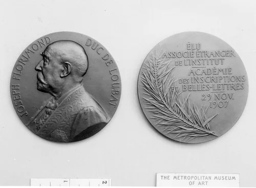 The Election of the Duke de Loubat, Member of the Institut de France by Frédéric de Vernon, metalwork, 1900-1999