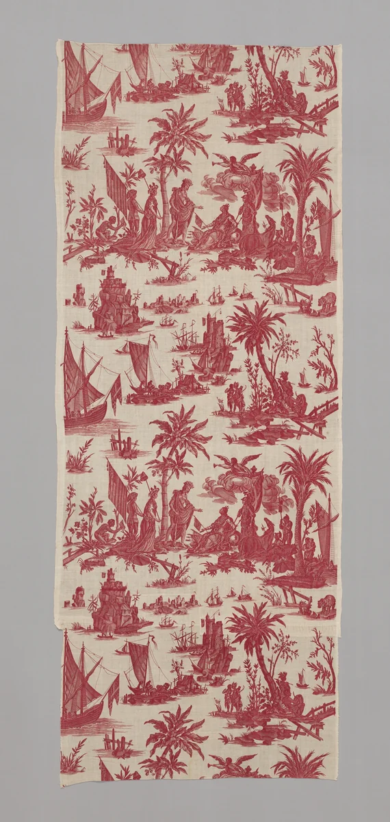 L'Hommage de l'Amérique á la France (America's Tribute to France) (Furnishing Fabric) by Jean Baptiste Huet, textile, 1780-1790