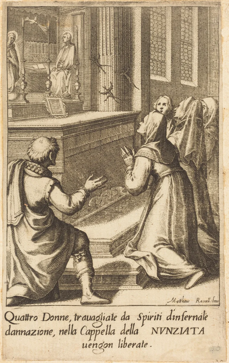 Four Women by Jacques Callot; Matteo Rosselli, print, 1619