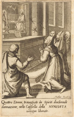 Four Women by Jacques Callot; Matteo Rosselli, print, 1619