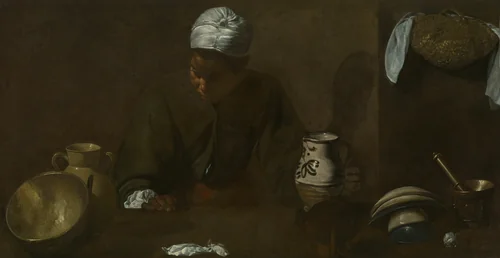 Kitchen Scene by Diego Velázquez, painting, 1618-1622